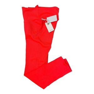 Good American Womens Seamless Chunky Rib Cropped Leggings Hot Coral Active